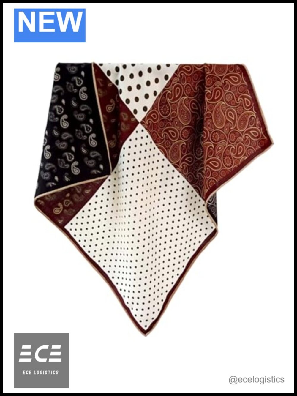Silk Wool Blend Scarf 26x26 Lightweight Printed Square Headscarf